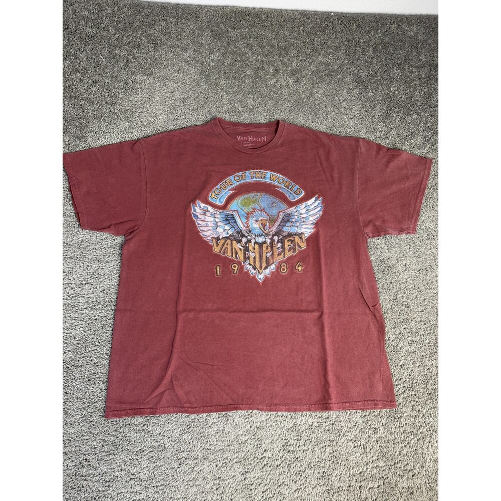 Van Halen Shirt Mens S/M Red 1984 Tour Graphic Crew Neck Cotton Tagless